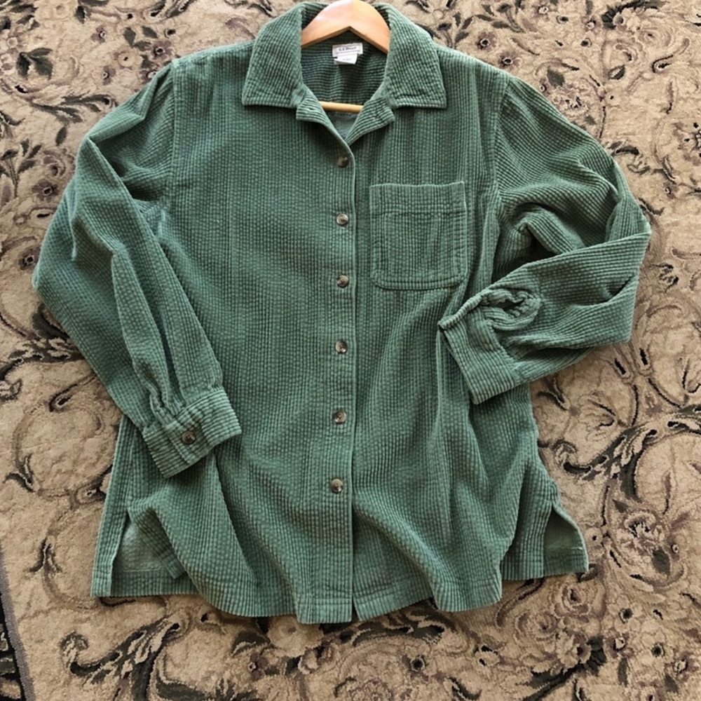LL Bean Green Corduroy button up